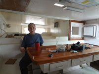 Tri 43 XRC galley Table and Fridge